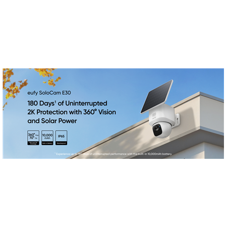 Anker Eufy | Security Camera with Solar Panel | SoloCam E30 | F/1.6 | IP65 | Micro SD, Max. 128GB