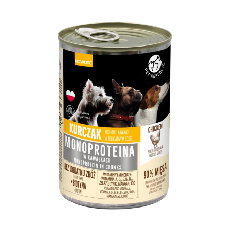 PET REPUBLIC Monoprotein Chicken - šlapias maistas šunims - 400g