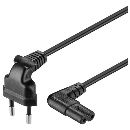 Goobay | 97350 | Euro connection cord, both ends angled | Black Euro male (Type C CEE 7/16) | Device socket C7