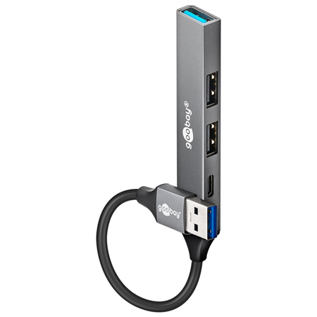 Goobay Slim 4-Port USB Hub, USB-A to USB-C/USB-A, 5 Gbit/s | 74458