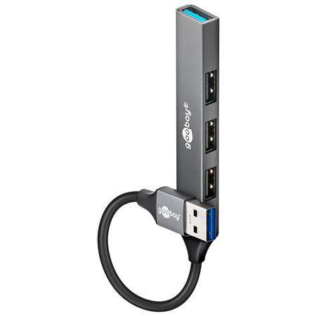 Goobay Slim 4-Port USB Hub, USB-A to USB-A, 5 Gbit/s | 74456