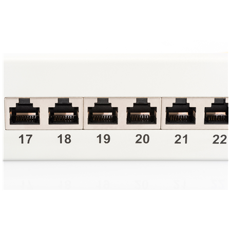 Digitus | Patch Panel | DN-91624S | White | Category: CAT 6; Ports: 24 x RJ45; Retention strength: 7.7 kg; Insertion force: 30N