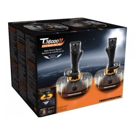 Thrustmaster T.16000M FCS SPACE SIM DUO Juoda, Oranžinė USB Vairalazdė