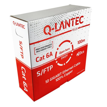 Q-LANTEC S/FTP Cat.6A tinklo kabelis, vytos poros, LSOH