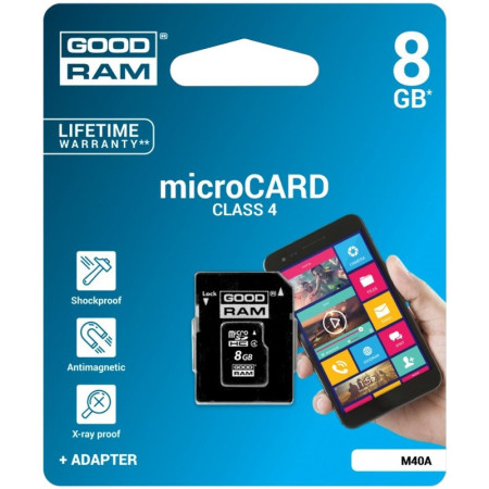 Goodram M40A 8 GB MicroSDHC UHS-I Klasės 4 atmintis