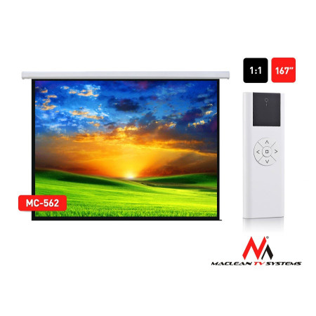 Elektrinis projekcinis ekranas Maclean MC-562 167" 1:1 300x300cm sieninis ir nuotolinio valdymo pultas