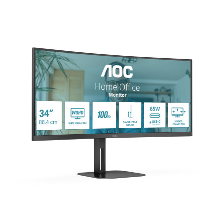 AOC V5 CU34V5C/BK kompiuterio monitorius 34" Wide Quad HD