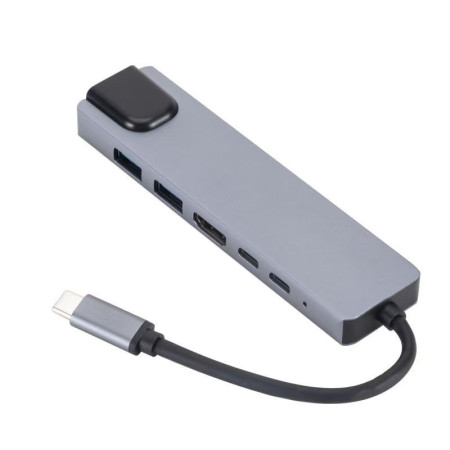 Gembird A-CM-COMBO5-06 USB C tipo 6 viename daugiaprievadis adapteris (AF ir C tipo šakotuvas + HDMI + PD+LAN)