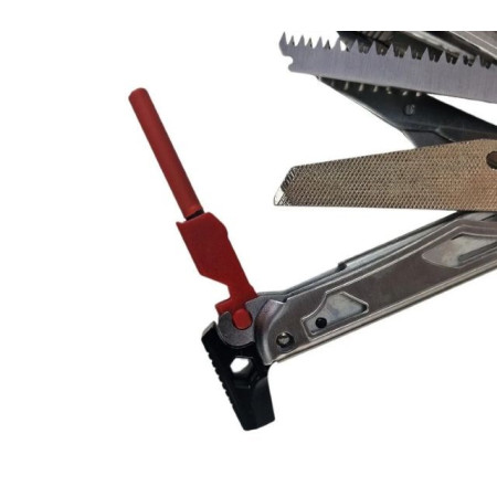 Multitool AZYMUT Giewon FS - Fire Starter - 19 narzędzi - krzesiwo + gwizdek + kabura do pasa (H2038A)