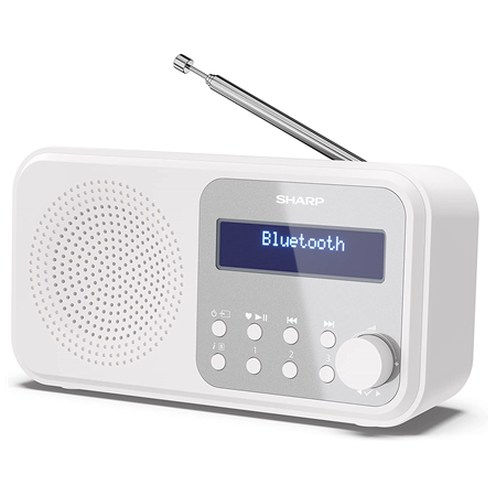 Sharp DR-P420(WH) Tokyo Portable Digital Radio, FM/DAB/DAB+, Bluetooth 5.0, USB or Battery Powered, Snowy White | Sharp | Tokyo