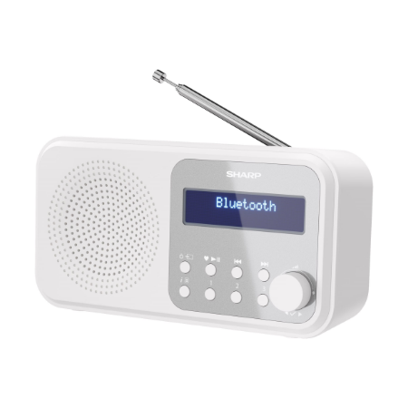 Sharp DR-P420(WH) Tokyo Portable Digital Radio, FM/DAB/DAB+, Bluetooth 5.0, USB or Battery Powered, Snowy White | Sharp | Tokyo