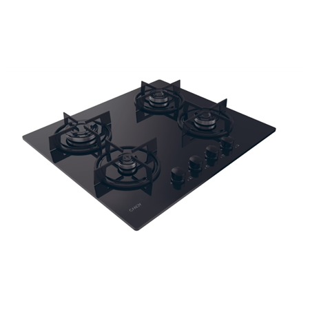 Candy Hob | CVW6BB | Gas on glass | Number of burners/cooking zones 4 | Knobs | Black