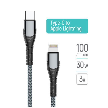 ColorWay Cable Type-C - Apple Lightning (PD Fast Charging) 3.0А (30W), 1m | CW-CBPDCL033-GR