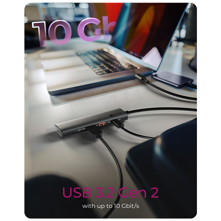 Raidsonic | 4-Port USB 3.2 Gen 2 Hub with Power Delivery | IB-HUB1437-CPD