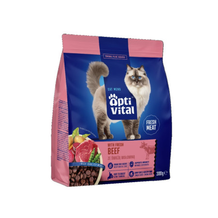 OptiVital karma sucha- pełnoporcjowa karma dla dorosłych kotów FM z wołowiną 300g