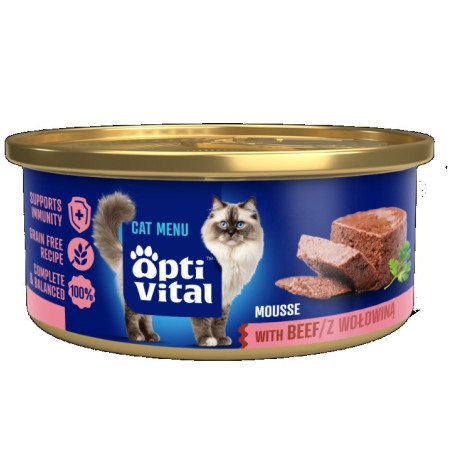 OptiVital mini puszka - Mus dla dorosłych kotów z wołowiną 85g