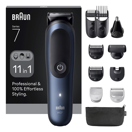 Braun 11in1 Grooming Kit | All-in-One Series 7 AIO7540 | Cordless | Number of length steps 14 | Black/Blue