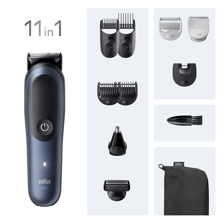 Braun 11in1 Grooming Kit | All-in-One Series 7 AIO7540 | Cordless | Number of length steps 14 | Black/Blue