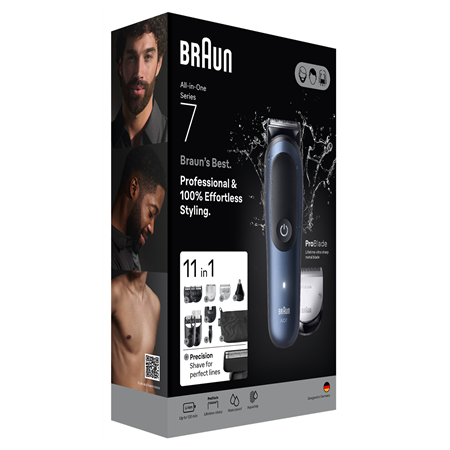 Braun 11in1 Grooming Kit | All-in-One Series 7 AIO7540 | Cordless | Number of length steps 14 | Black/Blue