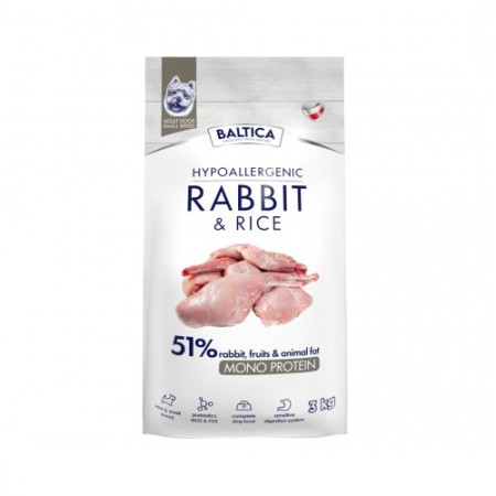 BALTICA Nutraceutic Hypoallergenic S Rabbit with rice - sausas maistas šunims - 3kg