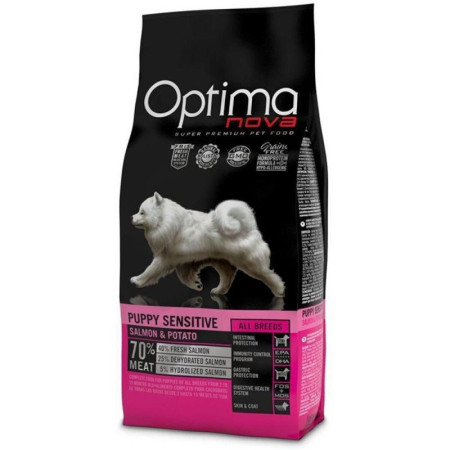 OPTIMANOVA Puppy Sensitive Salmon & Potato - sausas maistas šunims - 12kg