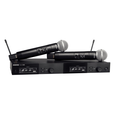 Shure SLXD24DE/SM58-G59 - dviguba skaitmeninė belaidžio ryšio sistema su dviem siųstuvais/rankiniais mikrofonais (470 - 514 MHz)