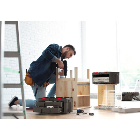 Įrankių dėžutė KETER Stack'N'Roll (17210832/253384) 2 stalčiai Juoda