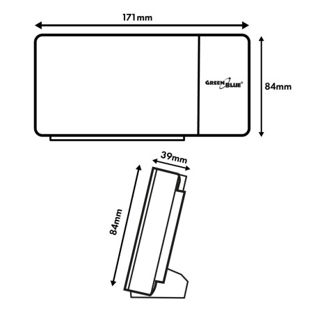Skaitmeninis LED radijo budiklis su GreenBlue projektoriumi, FM radiju, žadintuvu, 12/24 valandų rodymu, 5 V DC USB maitinimo ša