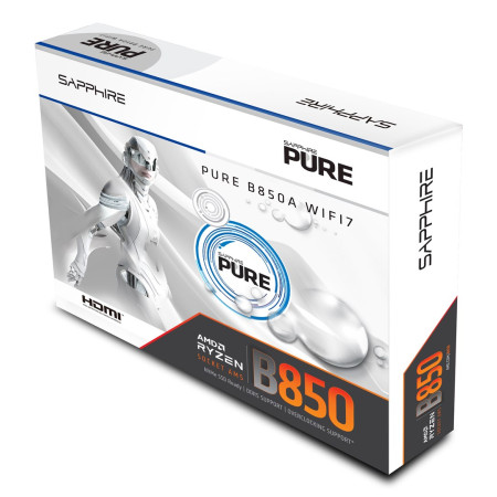 Sapphire PURE B850A WIFI 7 AMD B850 AM5 lizdas ATX