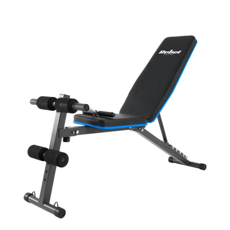 REBEL ACTIVE pasviręs treniruočių suoliukas su kojų fiksatoriais ir elastinėmis juostomis