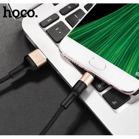 Hoco X26 microUSB USB kabelis 1.0m juodas-auksinis