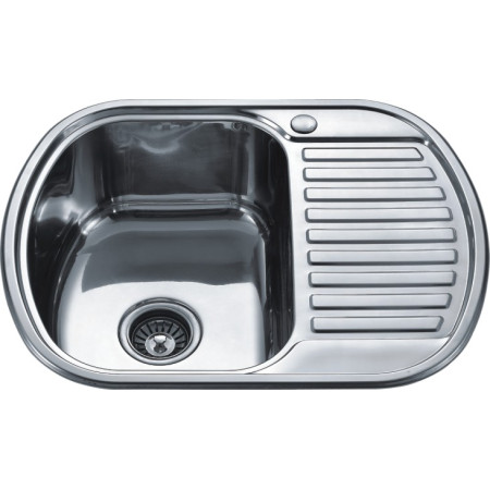 Nerūdijančio plieno plautuvė D6249P dešinė dekor su sifonu