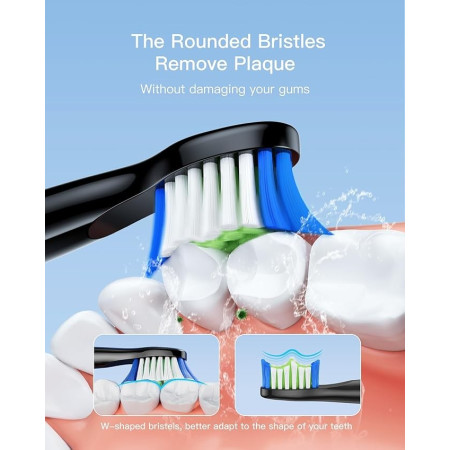 Elektrinių dantų šepetėlių antgaliai skirti Bitvae D2/E11 (4 vnt.) juodi