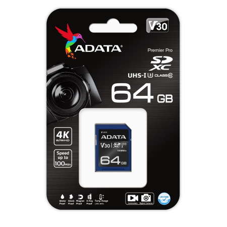 ADATA Atminties Kortelė 64 GB SDXC UHS-I Klasės 10