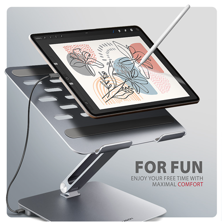AXAGON Desk Mount | HMC-STND USB-C 5Gbps Stand and Hub 7in1 | Adjustable Height, Tilt | 10-16 " | Aluminum