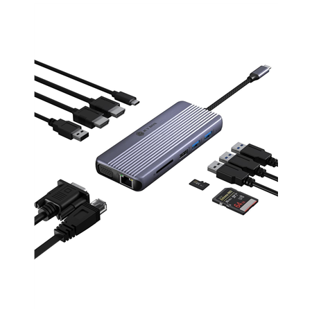 Raidsonic Icy Box Travel Dock 12-in-1, 3x video output (2x HDMI + 1x VGA) | IB-DK4062-CPD