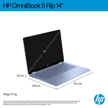 HP OmniBook 5 Flip 14-fp0004nw - Core 5 120U | 14" 2K | 16GB | 512GB | Win11 Home | Dangaus mėlyna