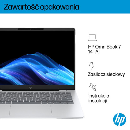 HP OmniBook 7 AI 14-fr0221nw - Ultra 5 225U | 14" 2K | 16GB | 512GB | Win11 Home | Srebrinė ledyninė