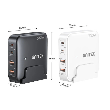 Unitek biuro greita įkroviklis GaN 70W, 2xUSB-A, 2xUSB-C