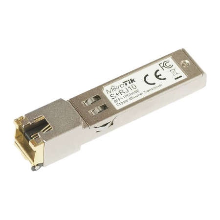 MikroTik | S+RJ10 | SFP+ | Copper | RJ-45 | 10/100/1000/10000 Mbit/s | Maximum transfer distance 200 m | -20 to +60C | COMPATIBL