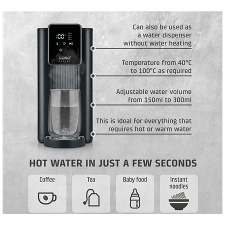 Caso Turbo Hot Water Dispenser | HW 616 | Water Dispenser | 2600 W | 2.5 L | Plastic/Stainless Steel | Black/Stainless Steel