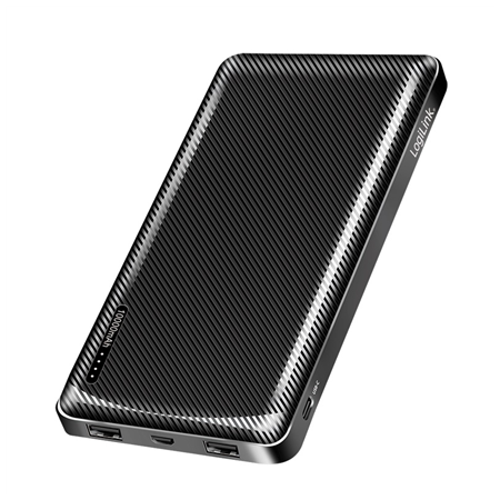 Logilink Power bank, Li-Po, 2x USB-A, USB-C | PA0316 | 10000 mAh | Black