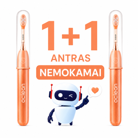 Elektrinis dantų šepetėlis Oclean (oranžinis) 1+1 nemokamai