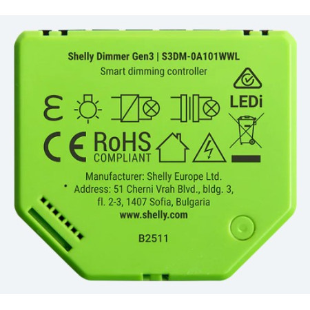 Shelly Dimmer Gen3 WiFi šviesos reguliatorius