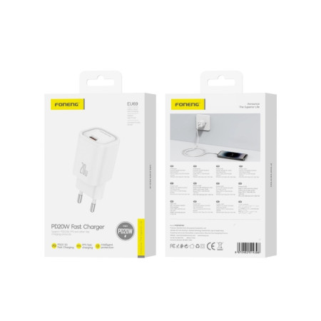 Foneng EU69 20W USB-C Įkroviklis Baltas