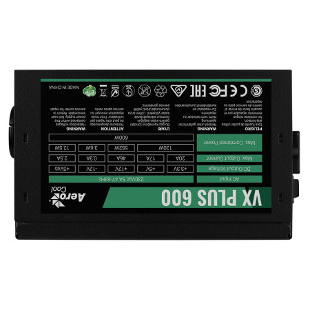 Aerocool VX PLUS 600 W maitinimo blokas juodas