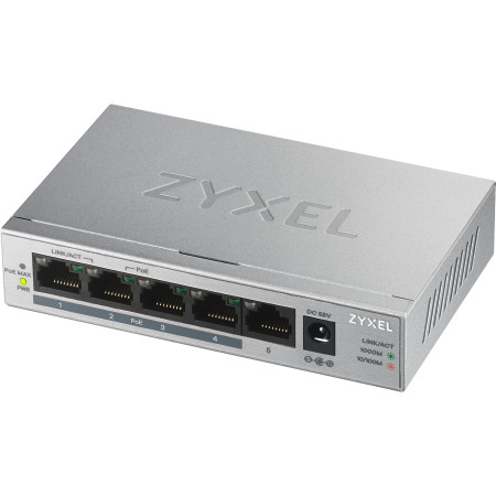 Zyxel GS1005HP Ne-valdomas Gigabit Ethernet PoE Jungiklis Sidabrinis