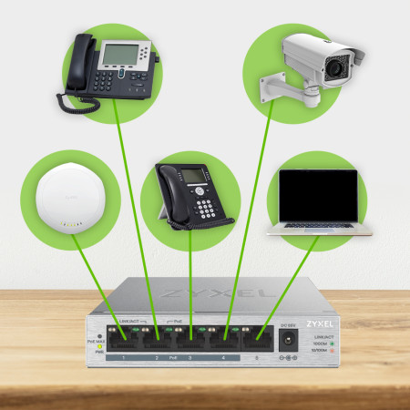 Zyxel GS1005HP Ne-valdomas Gigabit Ethernet PoE Jungiklis Sidabrinis