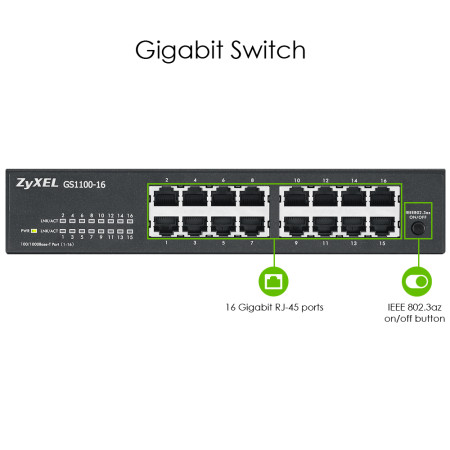 Zyxel GS1100-16 Nevaldomas Gigabit Ethernet Jungiklis