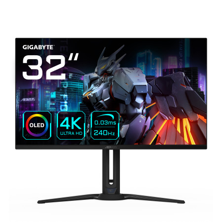 GIGABYTE FO32U2 kompiuterio monitorius 80 cm (31.5") 3840 x 2160 pikseliai 4K Ultra HD OLED Juoda